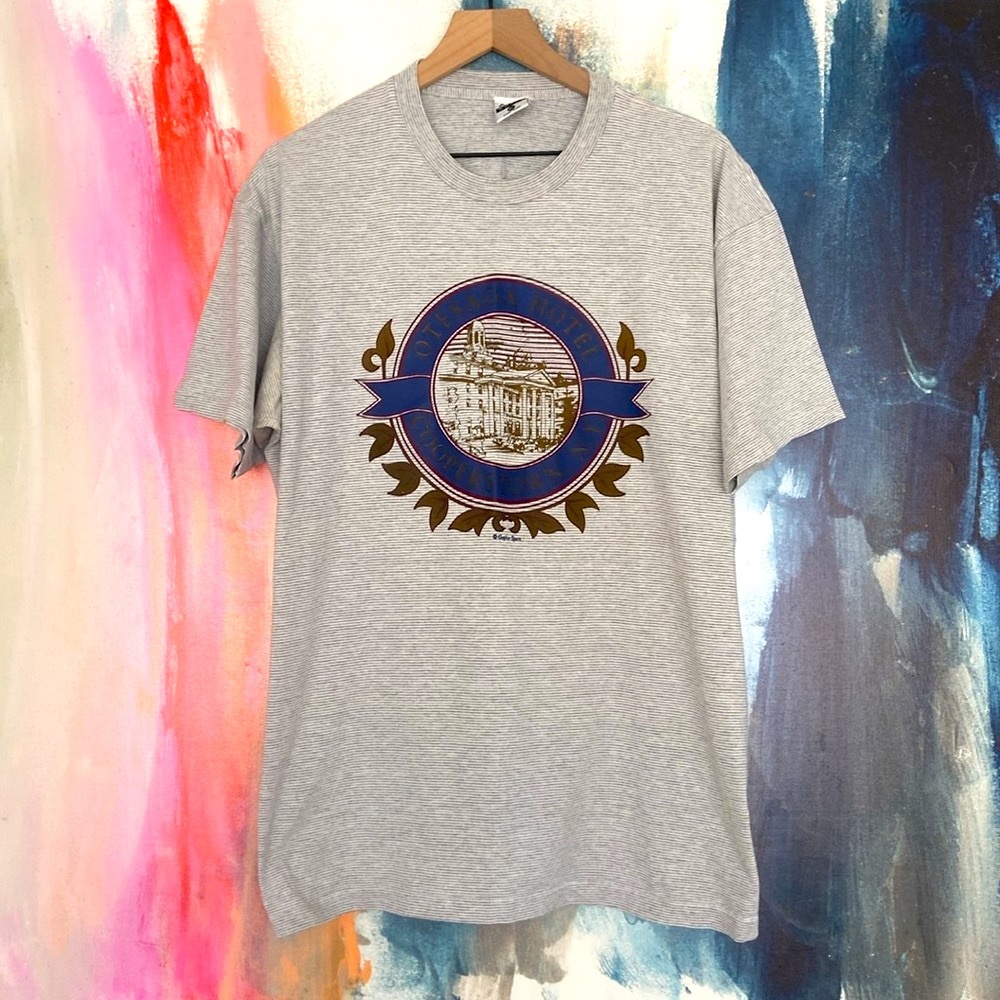 🔥VINTAGE🔥Gopher Sport Made In USA 100% Cotton Single Stitch Striped T-shirt. - Picture 1 of 7